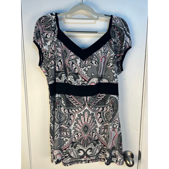 M-Fasis By California Blue Tops - VTG Y2k Babydoll Blouse Size Large/XL Pink Black Whimsigoth Fairy Grunge